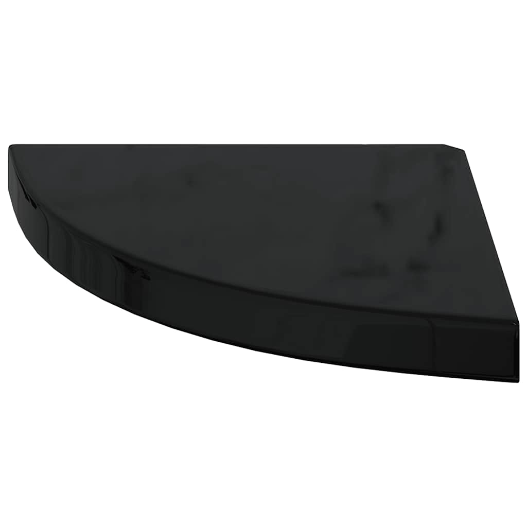 Corner Floating Shelves Set of 2 High Gloss Black 35 x 35 x 3.8 cm MDF