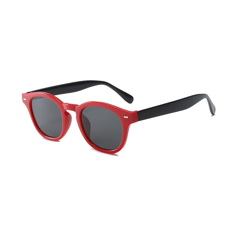 New fashionable retro color matching round frame children's sunglasses personalized rice nails anti-ultraviolet sweet cool baby sunglasses tide