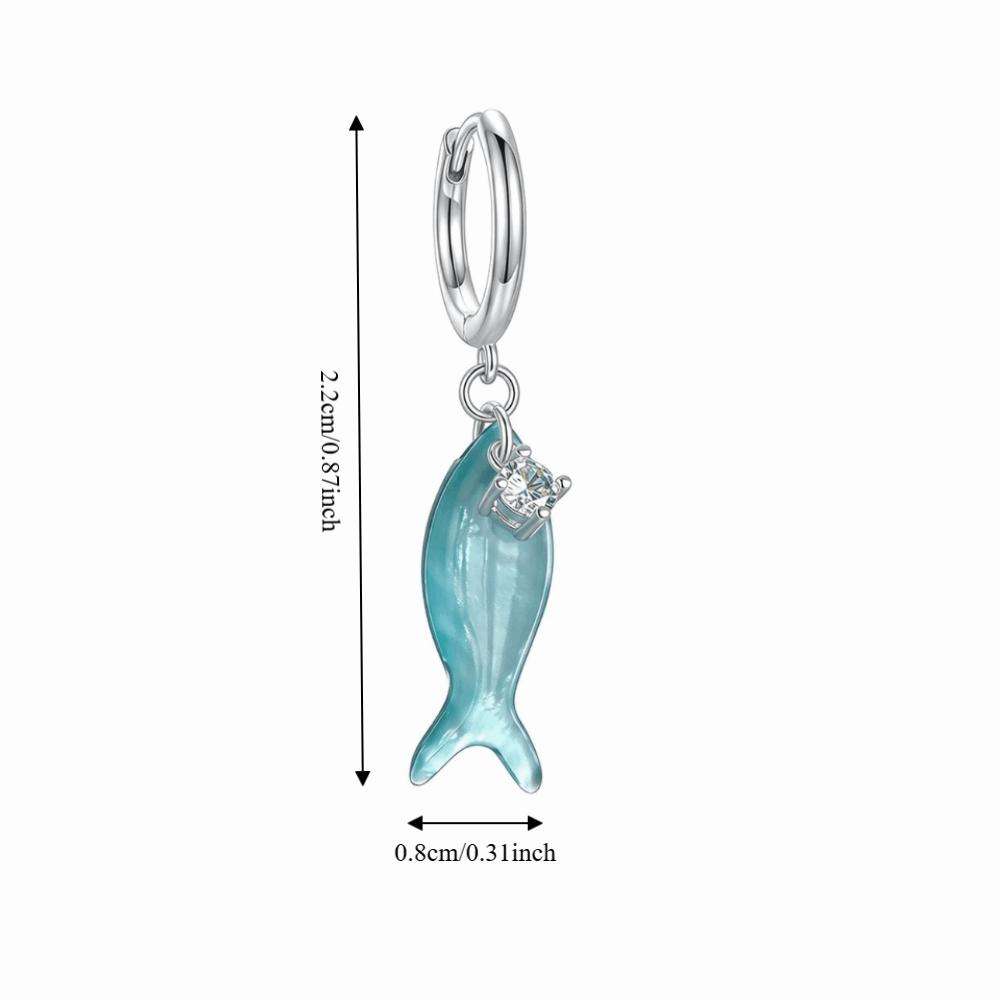 Zircon Dangle Drop Earrings Resin Summer Jewelry Fashion Fish Charm Earrings Daily Wear