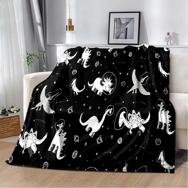 Cartoon Dinosaur Space Cute Dino Children Soft Plush Blanket,Flannel Blanket Throw Blanket for Living Room Bedroom Bed Sofa Kids