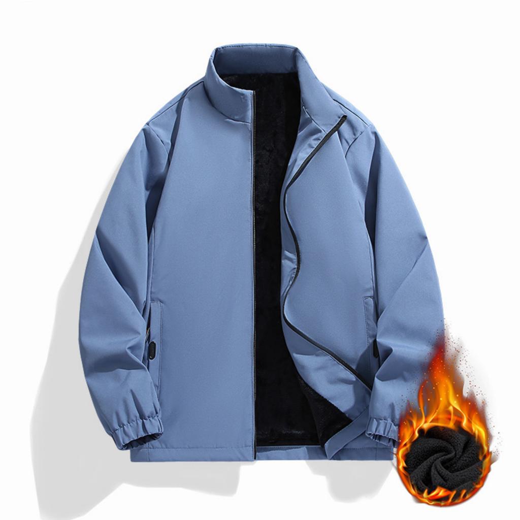 Мужская повседневная однотонная куртка с длинными рукавами, ветрозащитная, водонепроницаемая и снегозащитная, мужское водонепроницаемое пальто с толстой теплой подкладкой из флиса