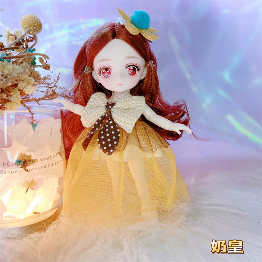 16 см 3D Комиксные Глаза Девочка Принцесса BABI Кукла Игрушки 1/8 BJD Суставы Подвижные Красивая Одежда Белая Кожа Детские Игрушки для Переодевания Подарки