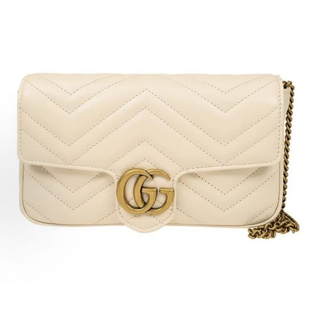 Gucci Gg Marmont Vintage Double G Logo With Business Card Holder Leather 2-In-1 Mother-Daughter Bag