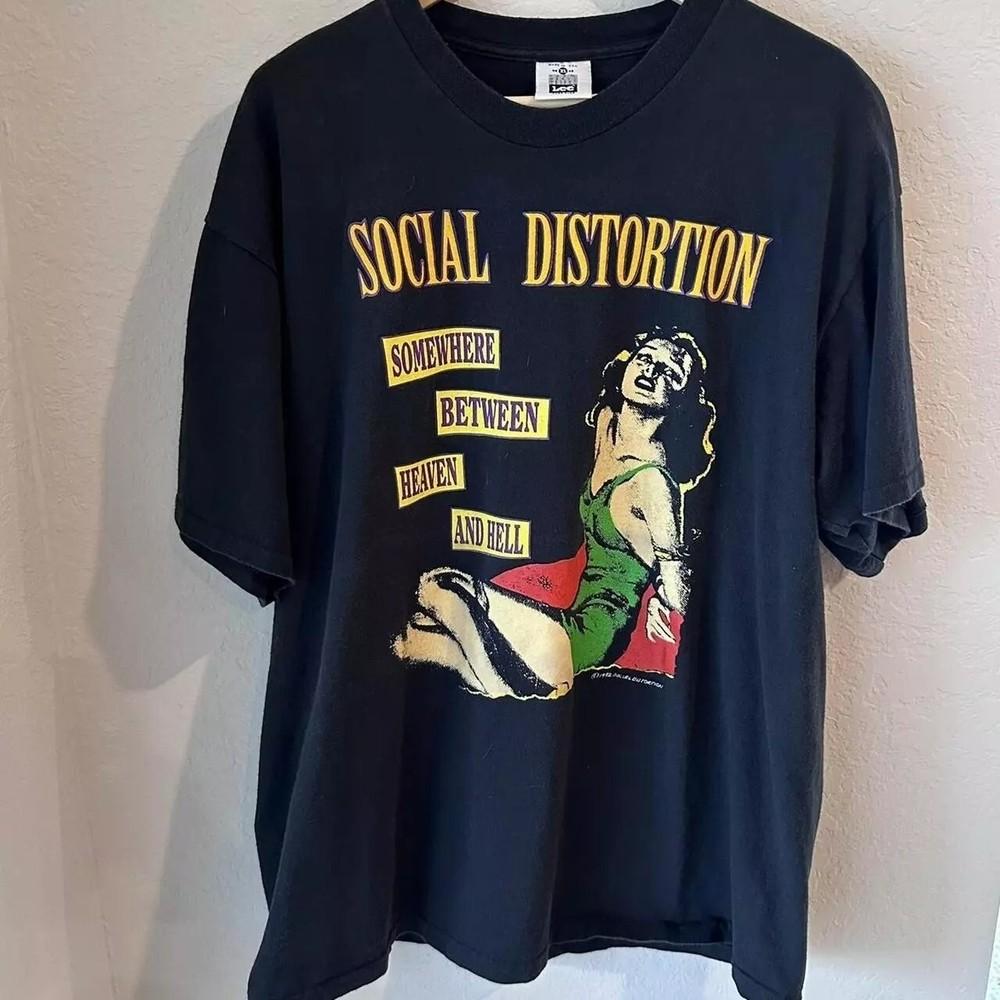 Social Distortion Somewhere Between Heaven And Hell Черная футболка S-5XL KH12951 Унисекс футболка