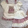 Girls Summer Plaid Lace Cami Dress Set Trendy Ruffle Two Piece Outfit For Big Kids