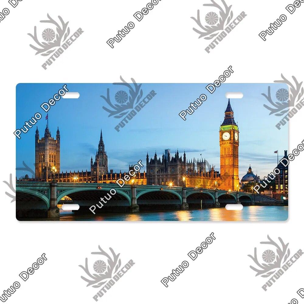 Putuo Decor Bridge Licenses Plate Metal Sign Plaque Metal Vintage Decoration for Living Room Door Beach House Home Wall Decor