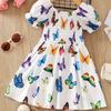 Girls Summer Fresh Butterfly Print A Line Princess Dress Cute Casual Sundress For Kids