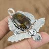 Natural Rhyolite Gemstone Pendant Owl 925 Sterling Silver Indian Jewelry