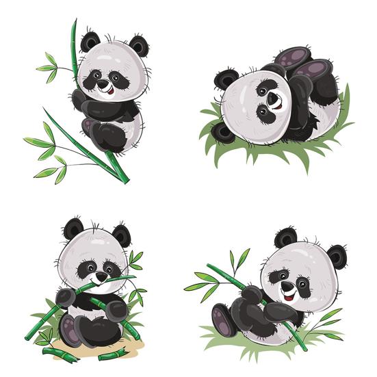 Stickers Cute Cartoon Panda Eat Bamboo PVC Decals DIY Decoration Removable Living Room Bedroom Background Stickers Home
