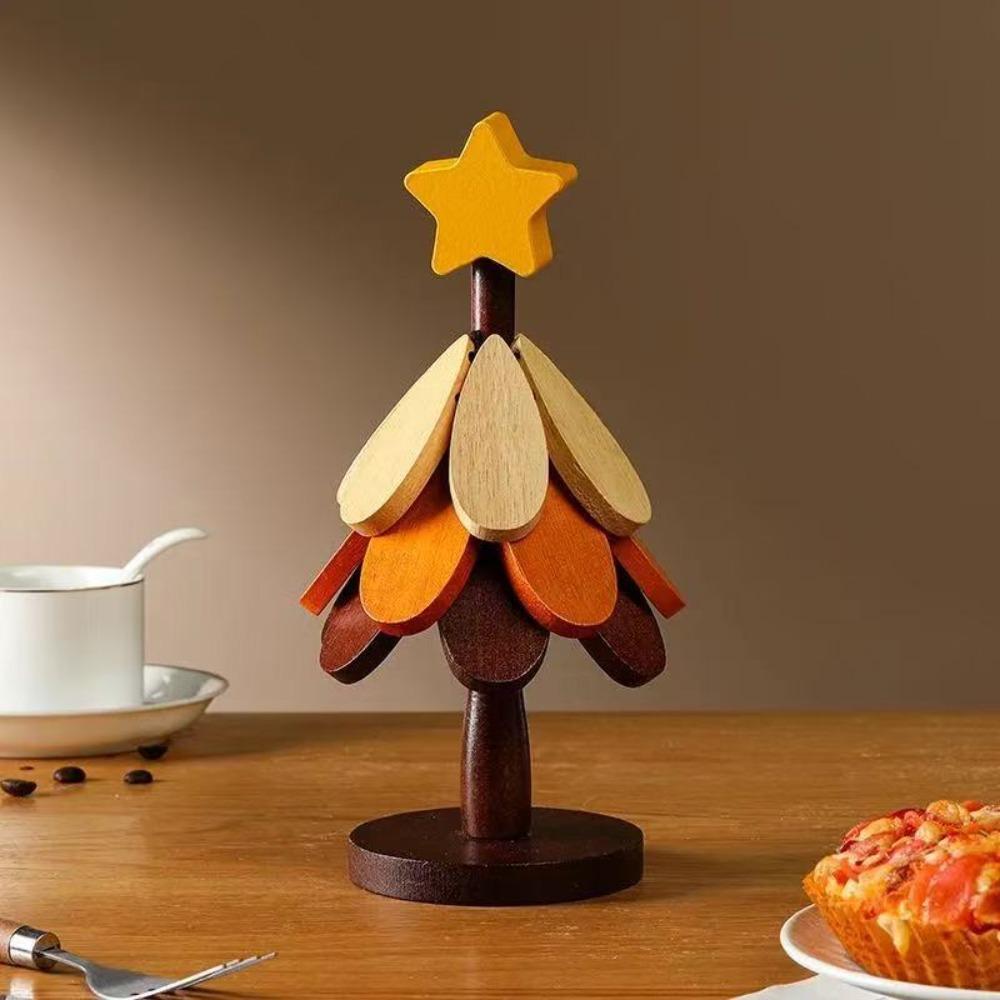 Tree-shaped Heat-resistant Trivet Wooden Table Pot Mat Multi-functional Cup Pad Kitchen