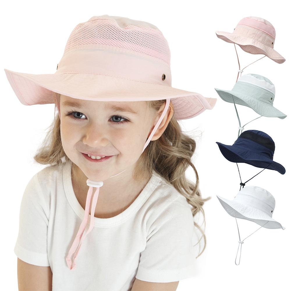 UV Protection Children's Mesh Bucket Hat Adjustable Beach Playing Hat for Boys & Girls