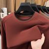 Мужская теплая футболка с длинным рукавом из двустороннего вельвета с круглым вырезом для осени/зимы
