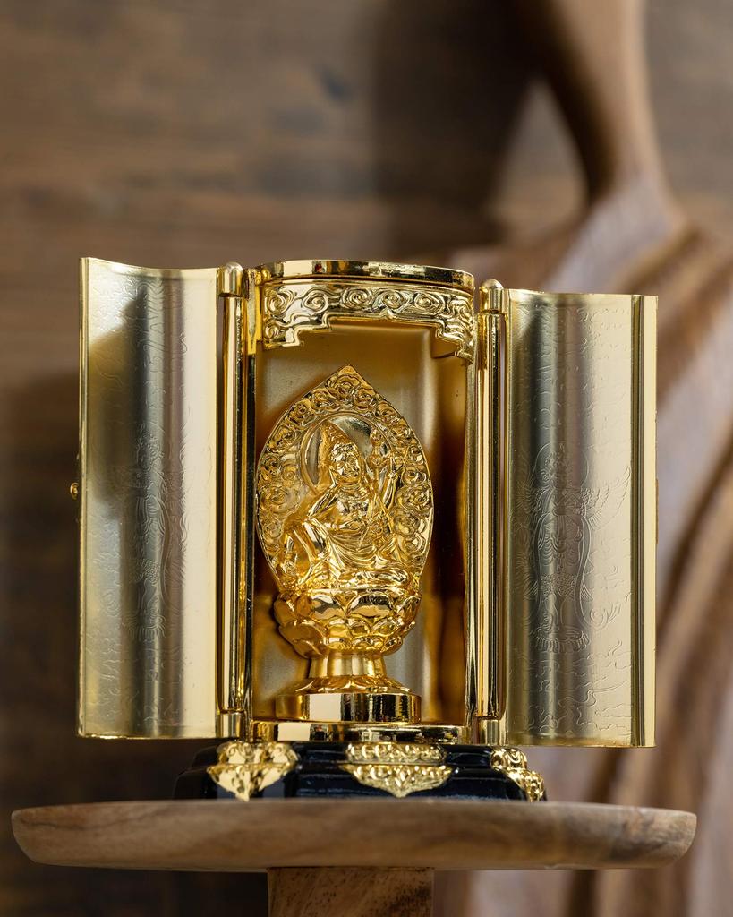Буддийская статуя Бодхисаттвы Нёирин Каннон в святилище, подходящем для школ Риндзай, Бронзовое изделие Такаока, Бодхисаттва Каннон (позолоченный/24-каратное золото) -