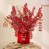 Korean Style New Year Housewarming Ornament: Plush Flower Fortune Bucket for Living Room