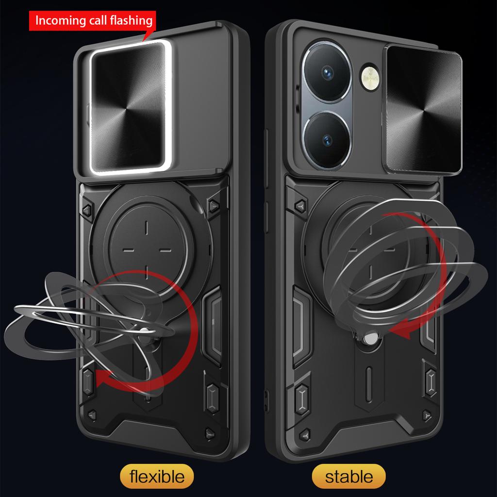 Чехол для объектива камеры Slide для VIVO Y200 Y78 Y77 Y76 Y55 Y36 4G 5GArmor Hybrid Metal Ring Back Cover для Y35 Y33 Y30 Y27 Y22 Y21 Y20