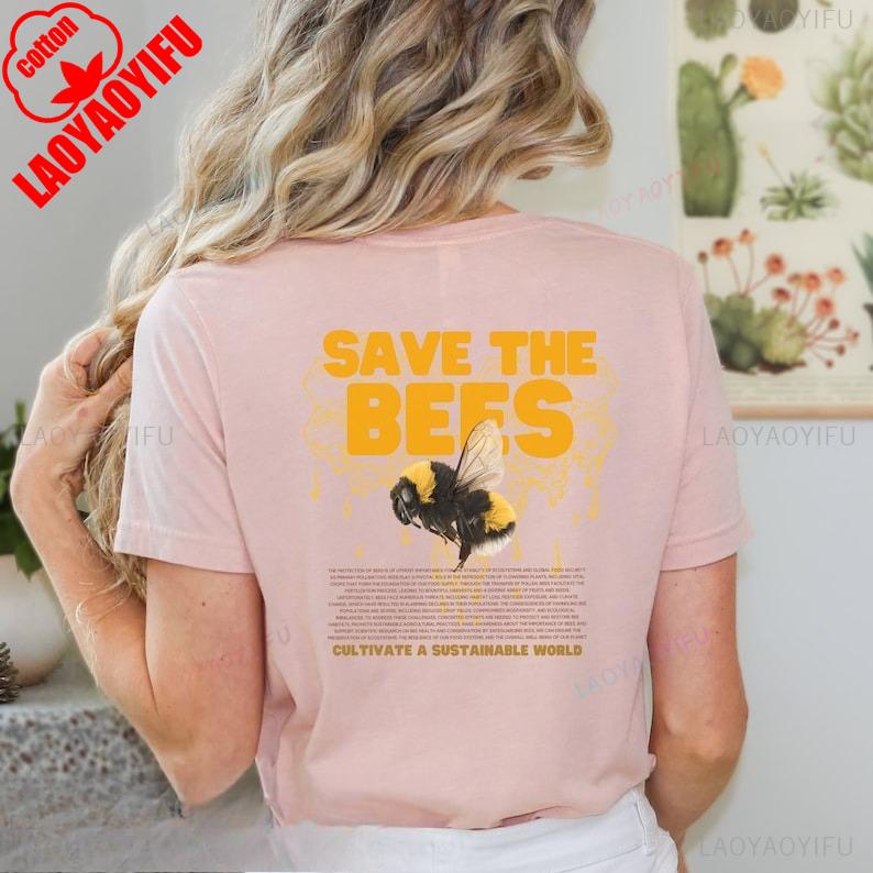 New Style Save The Bees Beekeeper Bumble Bee Earth Day Honey Bee Environmental Nature Lover Tee Crewneck Printed Tshirt Tops