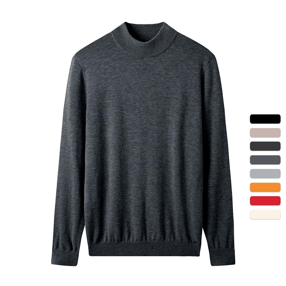 Men's Mock Neck Sweater Warm Wool Knitted