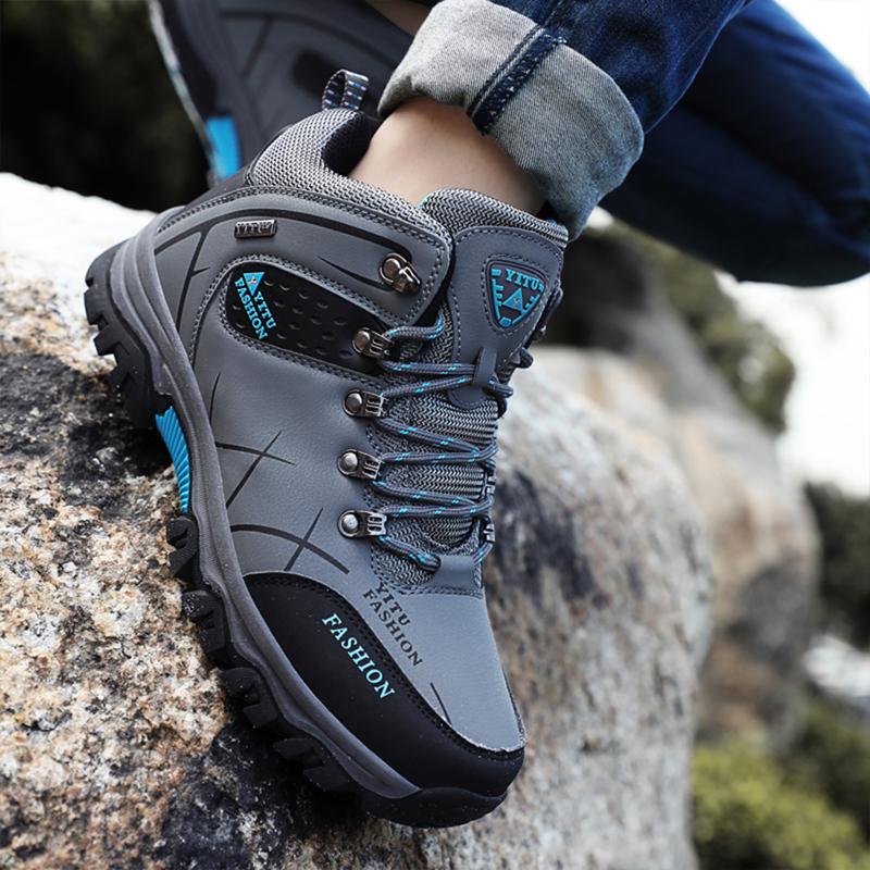 Men Winter Boots Plush Warm Hiking Shoes Man Outdoor Trainers Male Work Shoes Size 39-47