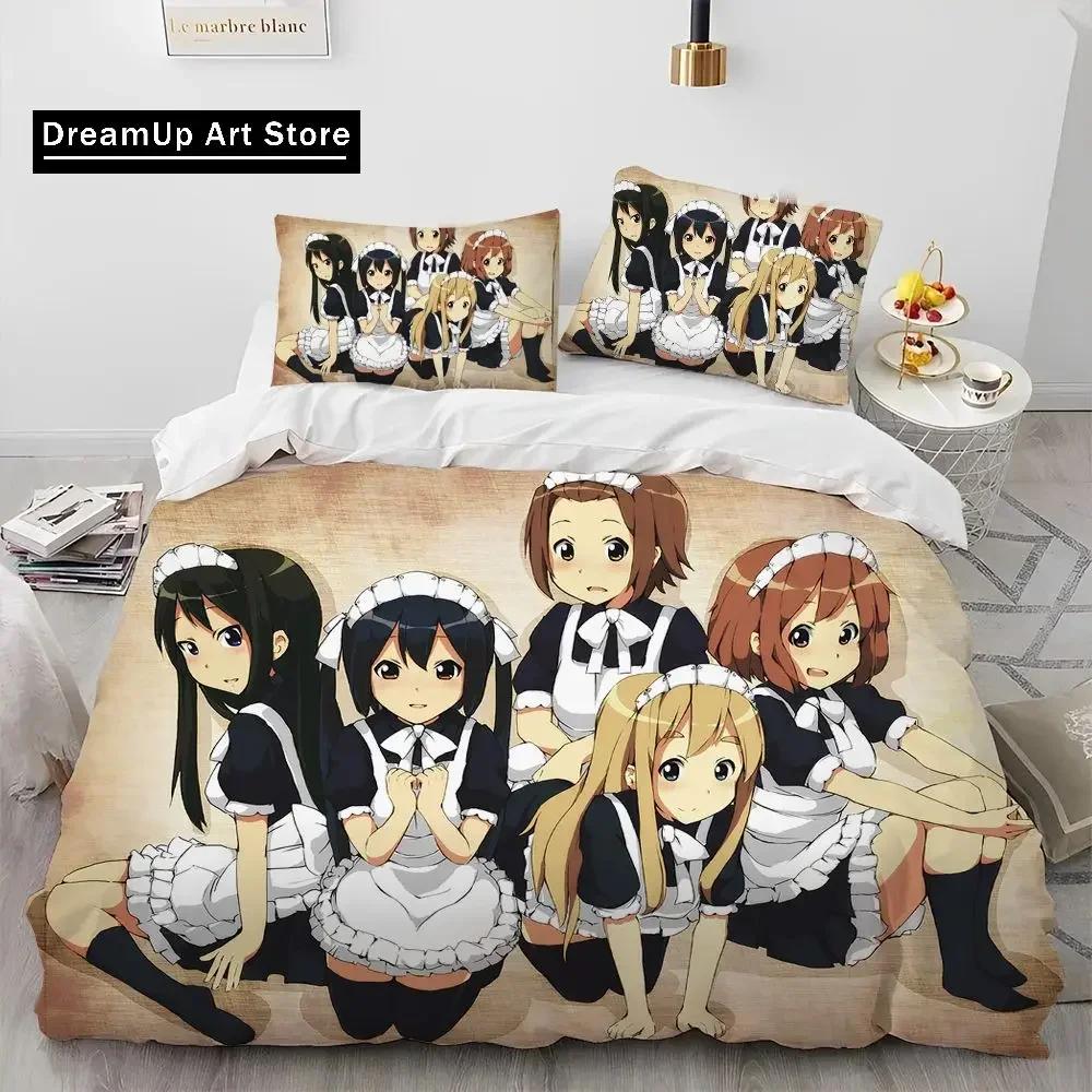 3D K-ON Мультяшный Милый Лолита Кавайные Девочки Комплект Постельного Белья Одеяло, Пододеяльник Комплект Постельного Белья Покрывало Наволочка, Комплект Постельного Белья размера Квин