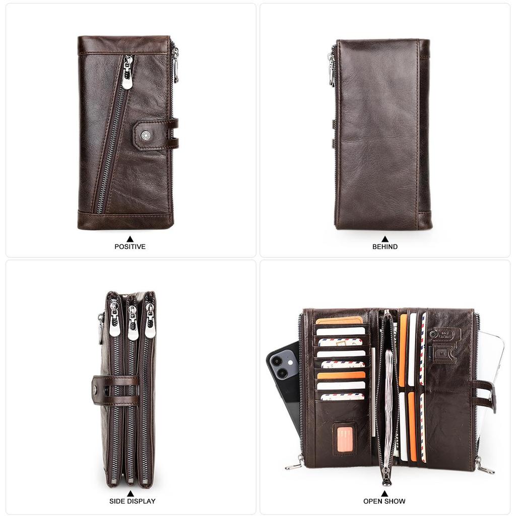 CONTACT'S женский удлинённый бумажник из натуральной кожи с отделениями для пластиковых карт, монет и мобильного телефона