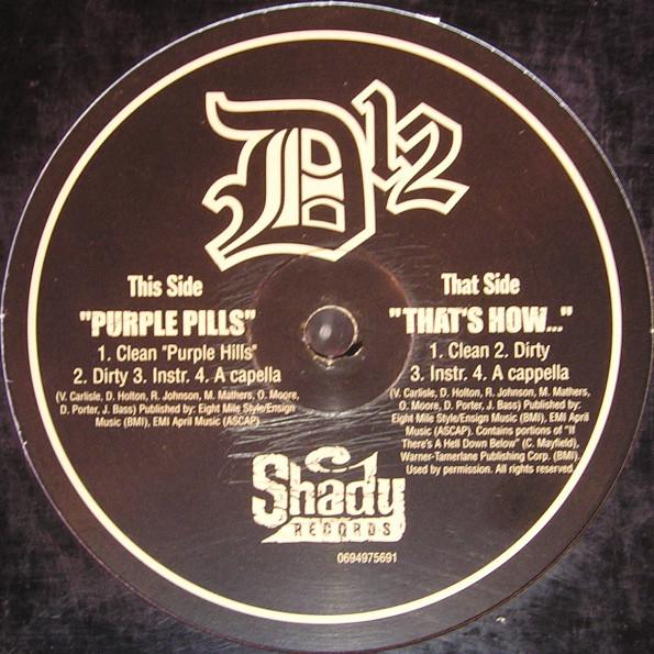 12-дюймовая пластинка D12 Фиолетовые таблетки Вот как... 0694975691 Shady Records 2001 США Рэп Хип-Хоп R&B Б/у