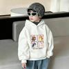 Autumn and winter trendy cute animal print children's sweatshirt, comfortable and warm everyday hooded top for boys and girls