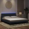 VidaXL Bed Frames with LED Lights, Upholstered Bed with Slat Base, Double Bed, Adult Bed, Modern, Dark Grey 3213794