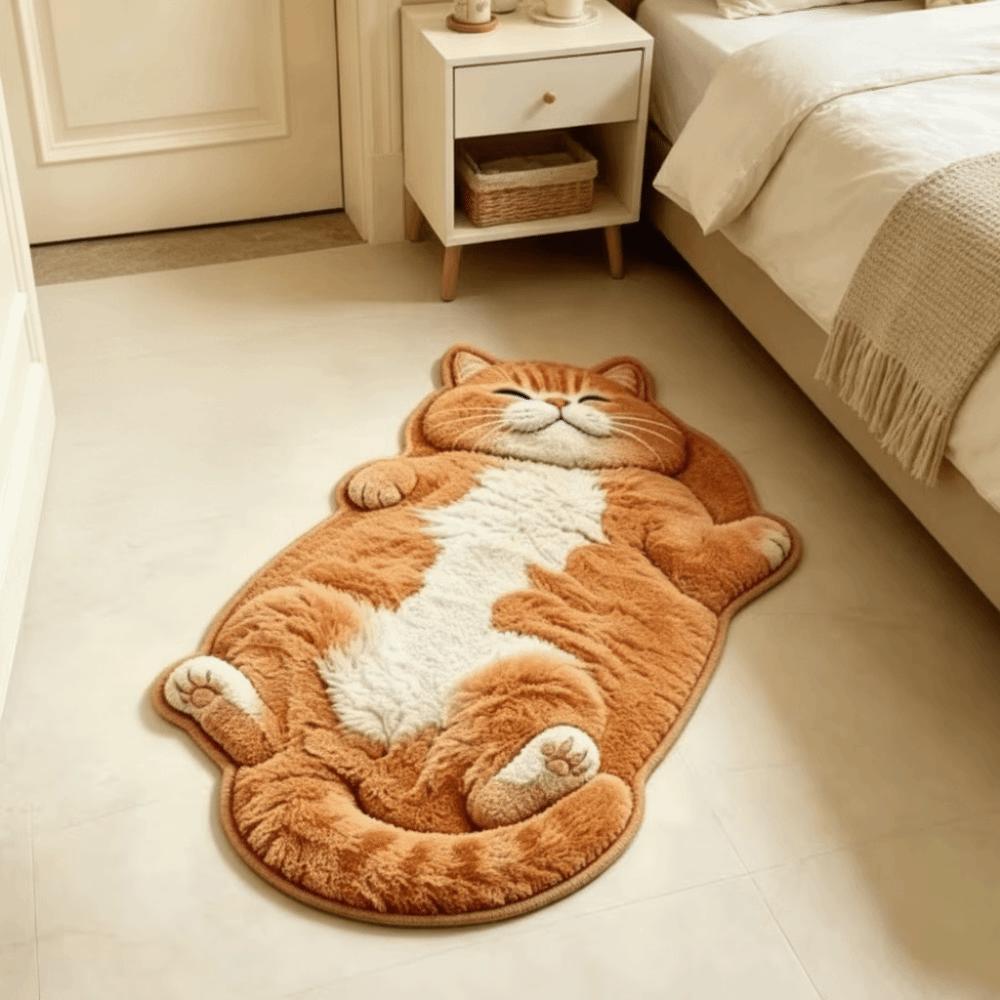 Non-Slip Cat-Shaped Area Rug Easy to Clean Cartoon Carpet Soft Home Decor Carpet Living Rooms