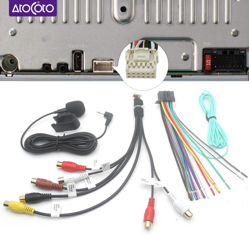 Car Radio Stereo Audio USB AUX Cable Adapter Mic AV RCA Power Wire Harness for Pioneer DMH-130BT AVH-240EX DMH-240EX DMH-340EX