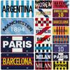 FJ Decor Car Metal Sign Ctiy License Plate MILAN Barcelona Madrid Country Metal Plaque Tottenham  Manchester Decortaive