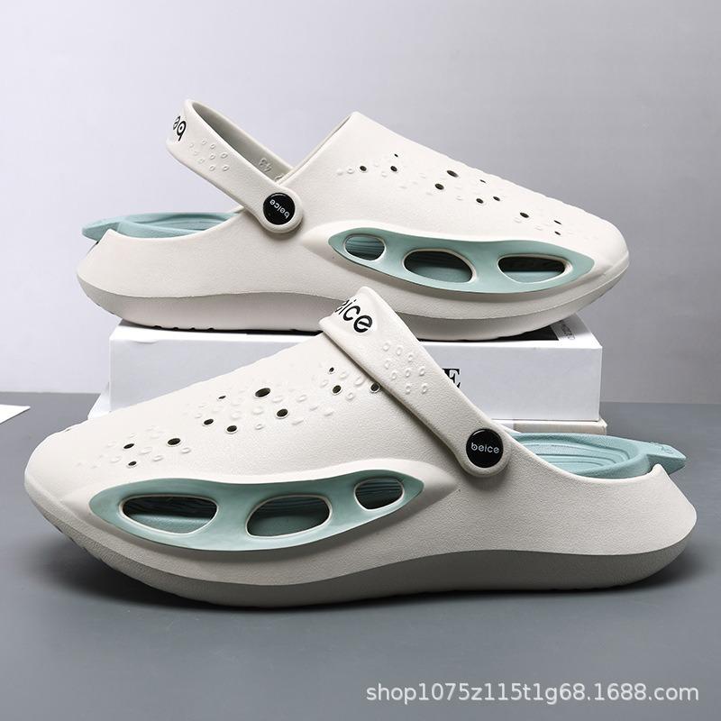 Hole Shoes Men's New Thick-soled Non-slip Casual Bag Head Drag Outdoor Fashion Soft-soled Wear-resistant Beach Cool Slippers