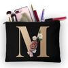 Girl Makeup Bag Golden Letter Pattern Classic Organizer Bag Pouches for Travel Bags Pouch Women's Cosmetic Bag
