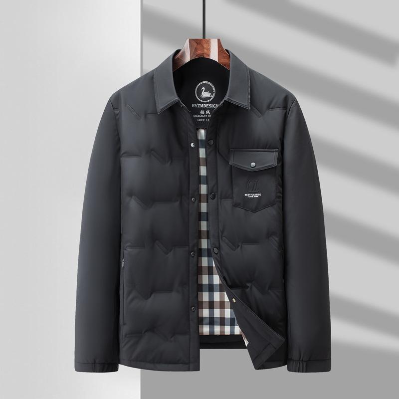 Зимняя новая мужская куртка-пуховик с короткими лацканами, деловая повседневная белая куртка на гусином пуху, мужская куртка