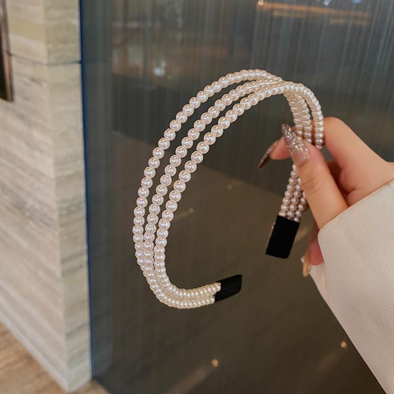 Women Three Layers Pearls Hair Bands Elegant Sweet Headband Hair Hoop Head Band Korean Handmade Wedding Gift Hair Accessories