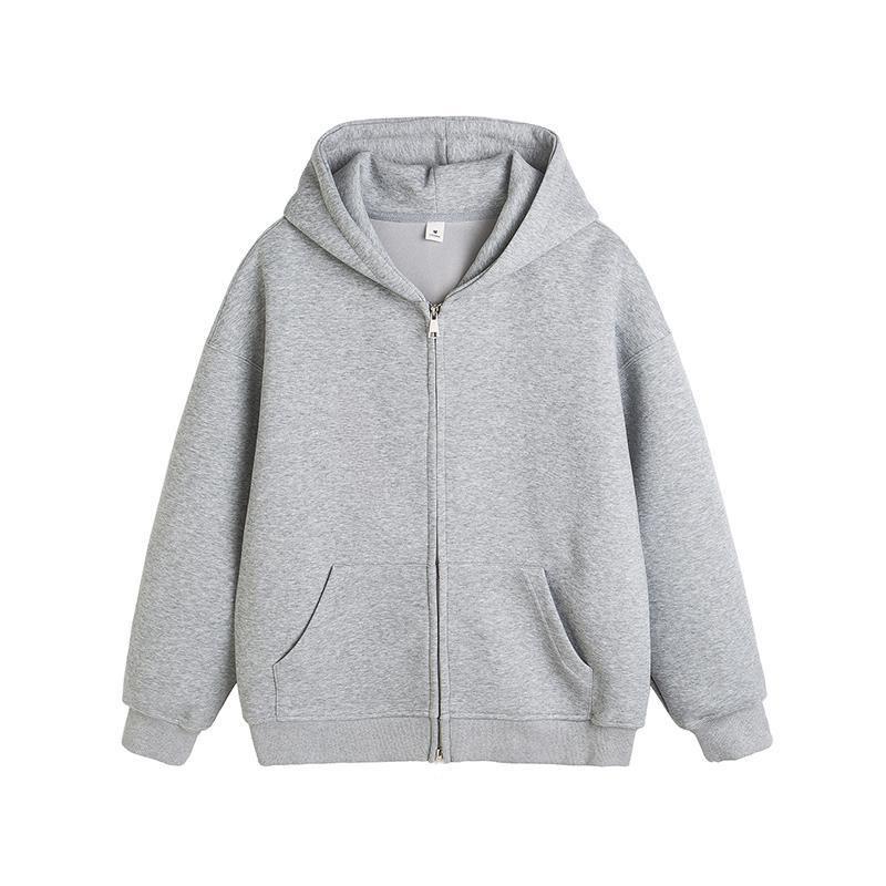 Fall Winter Men's Fleece Lined Hoodie, Thickened Zip Up Sweatshirt
