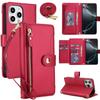 Кожаный кошелек на молнии с откидной крышкой для iPhone 17 Pro Max 16 15 14 13 12 11 16E 16Plus Роскошный чехол-книжка с RFID-защитой и ремешком
