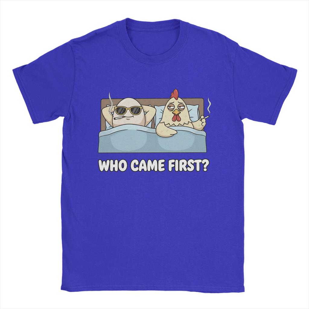 Курица и яйцо кто был первым смешная курица футболка летняя 100% хлопок футболки для мужчин модная печатная футболка смешной топ футболки