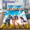 Naruto Team Celebration Pattern Bedding Quilt Set Quilt Cover Pillowcase Home Birthday Gift(1 * duvet cover + 2 * pillowcase, without core)