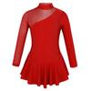 Children Figure Skating Dress Long Sleeves Mock Neck Ice Skating Gymnastics Competition Costume
