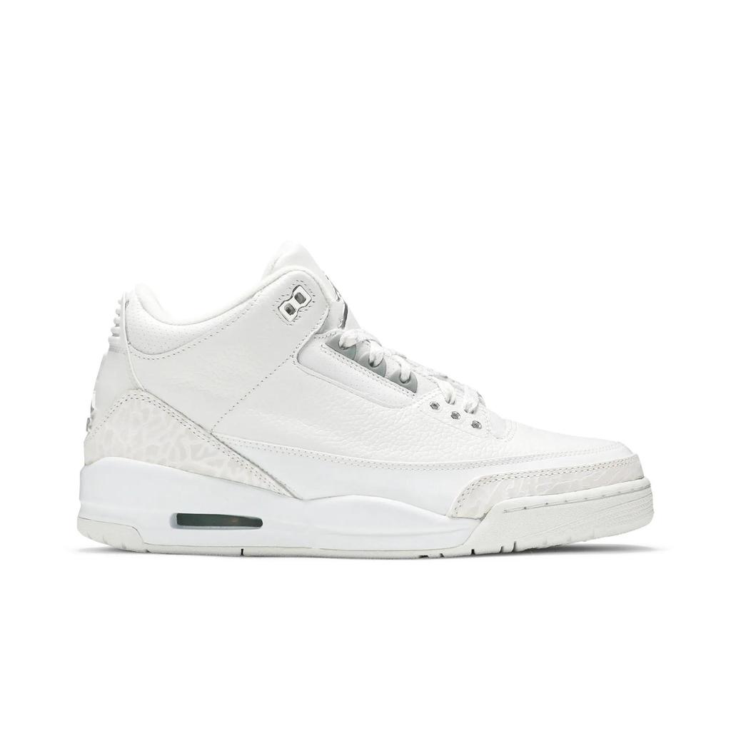 Air Jordan 3 Retro 'Pure Money' 2007 (Unisex) White / Metallic Silver Vintage Basketball Shoes 136064 103