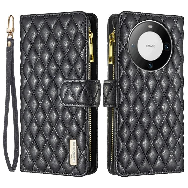 BF Style-15 для Huawei Mate 60 Pro/Mate 60 Pro кожаный чехол с карманом на молнии и подставкой для телефона