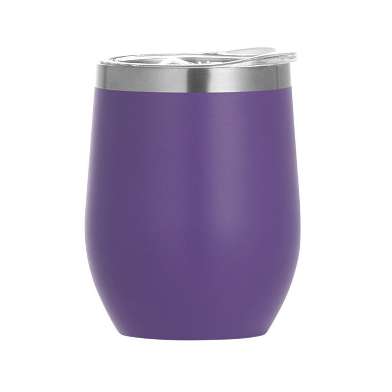 Custom 12oz Stainless Steel Double Layer Eggshell Insulated Vacuum Thermos Coffee Cup Outdoor Mini Egg Shaped Cup Mug with Lid