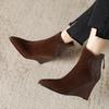 Ботильоны на танкетке Женские ботинки Сексуальные туфли на высоком каблуке С острым носком для женщин Тренд Элегантные туфли-лодочки Зимние ботинки Новые платья Женские ботинки