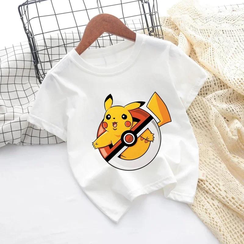 2026 Kids ShortSleeved Cartoon Printed Pikachu Game New Style TShirt Boys and Girls Casual Shirt for Leisure UseSportsShirt