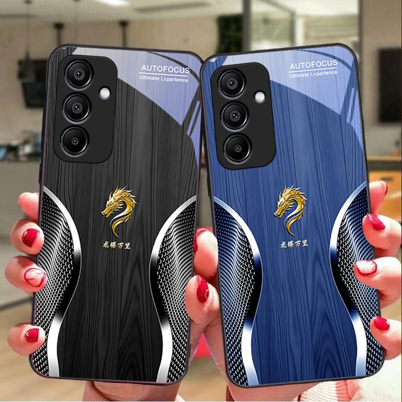Деревянный Дракон Черный Для Samsung Galaxy A15 5G 54 4G 51 50 24 35 90 71 12 51 53 52S 80 22 34 Черный Чехол для телефона из закаленного стекла