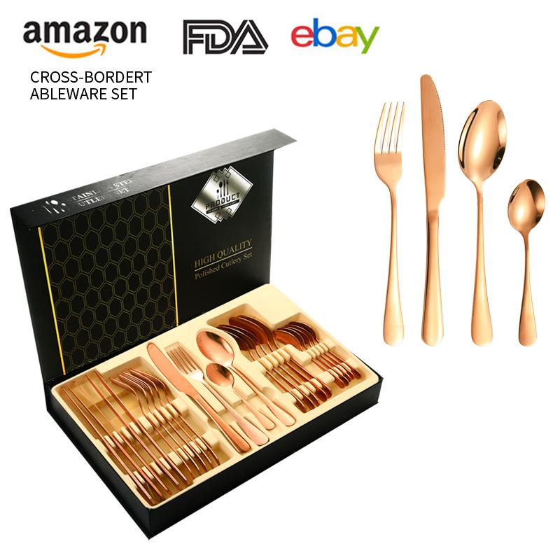 1010 Stainless Steel Tableware 24-piece Gift Box Set Hotel Western Tableware Steak Knife Fork Spoon Western Tableware Gift Box
