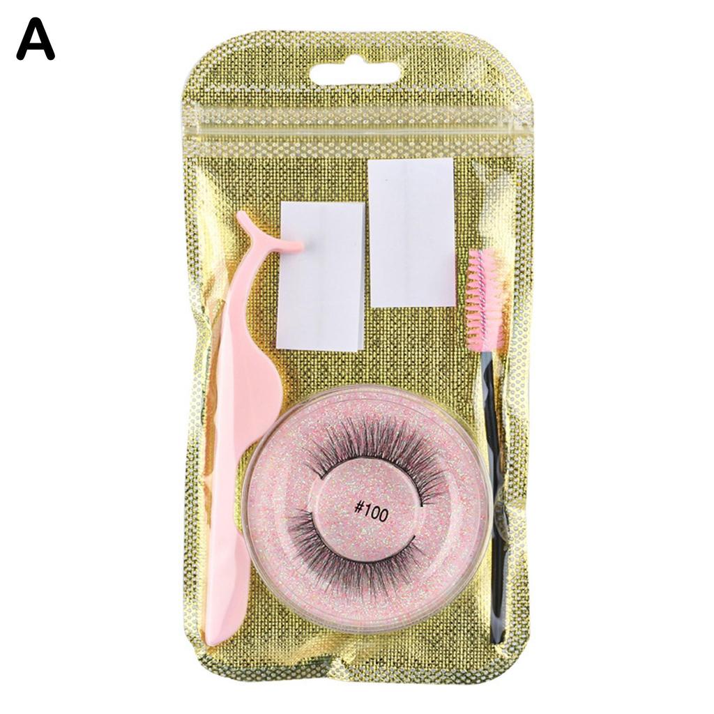 1 Набор Натуральные Накладные Ресницы Пушистые Ручной Работы 3D Норка Самоклеящиеся Клей Макияж Ресницы Без Клея E4M9