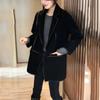 Spring and Autumn New Women's Black Fashion Double-sided Woolen Coat Thin Coat