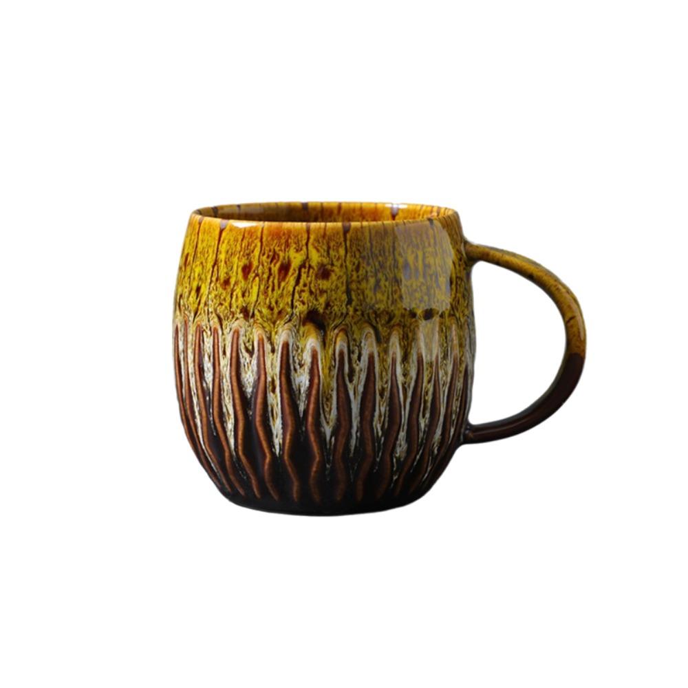 Unique 600ml Kiln-Changing Coffee Mug Ceramics Microwave Safe Breakfast Cup Large Capacity Milk Cup Living Room