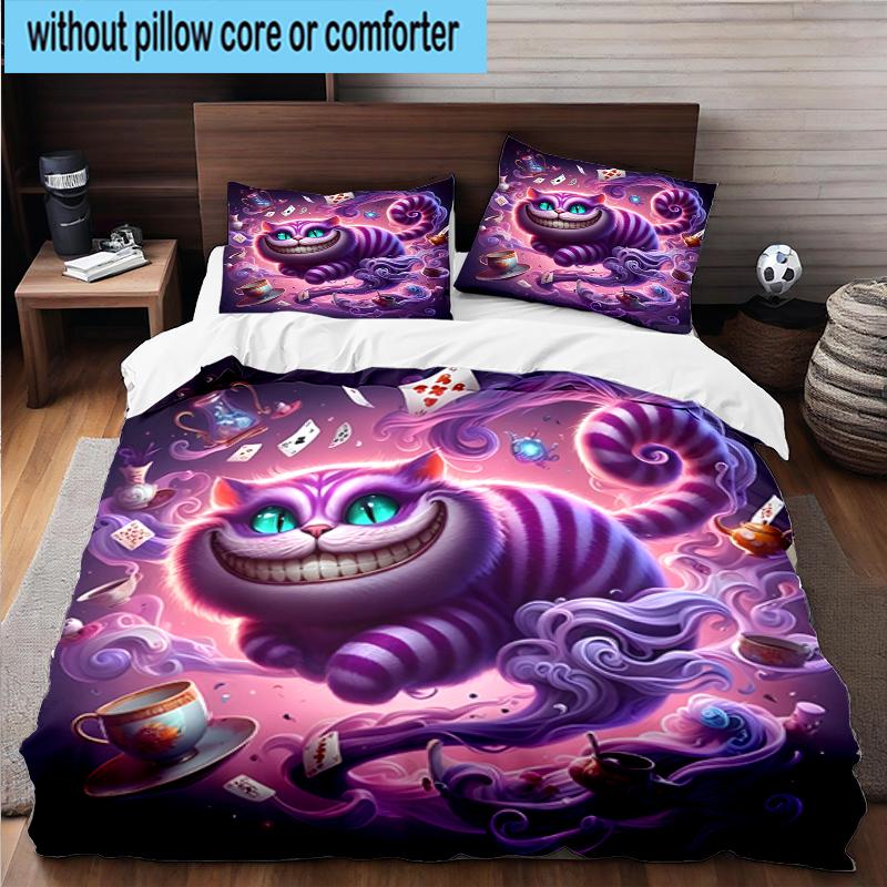 3PCS WonderlCat Fantasy Bedding Set,Including 1pc Duvet Cover And 2pcs Pillowcases Perfect for Bedroom, Dormitory, Fan Christmas gift